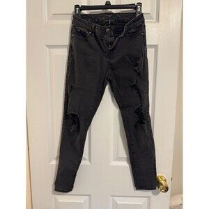 Black Ripped Mid Rise Skinny Jeans Size 3/26